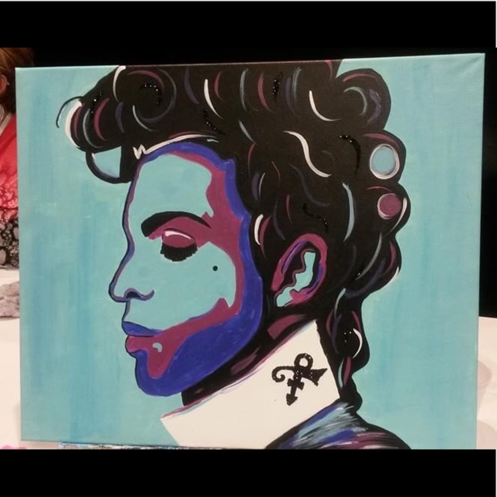 Hand painted Prince “Purple Rain” art